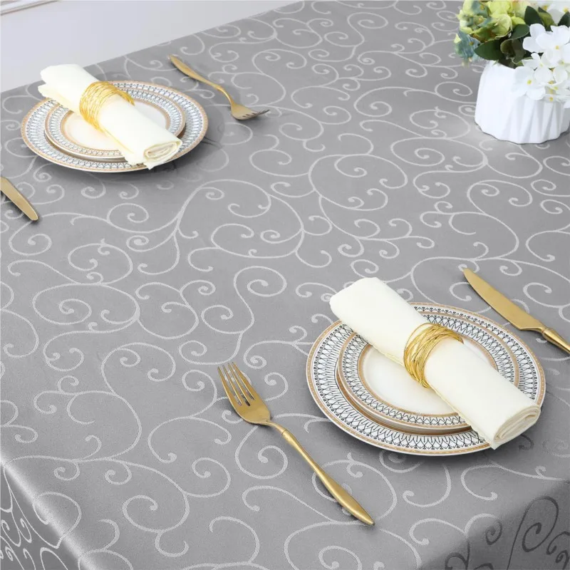 Homaxy Washable Rectangular Tablecloths Kitchen Resturant Easy Care Table Cloths Scratch-Resistant Polyester Damask Table Cloths thumbnail 6