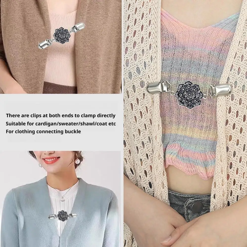 Retro Sweater Cardigan Shawl Clips Clasps Clothing Pins Vintage Dresses Clip Brooch Clip Shirt Clips for Women Girls Rhinestone thumbnail 3