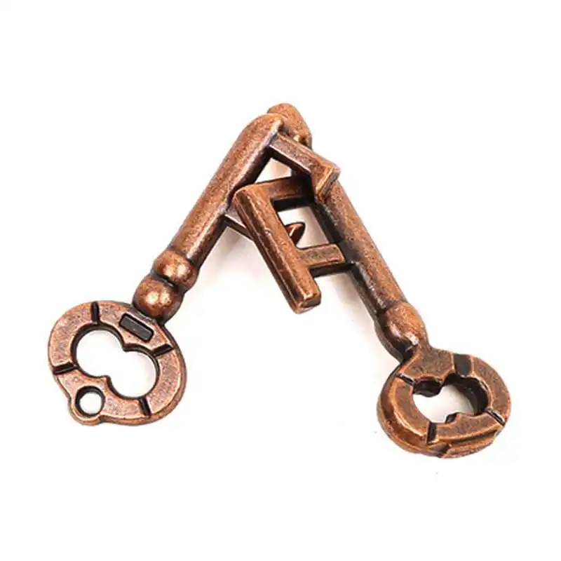 Metal Brain Teaser Puzzles Key IQ Logic Test Challenge Educational Toys Disentanglement Games Magic Tricks Prop Kids Adults thumbnail 4