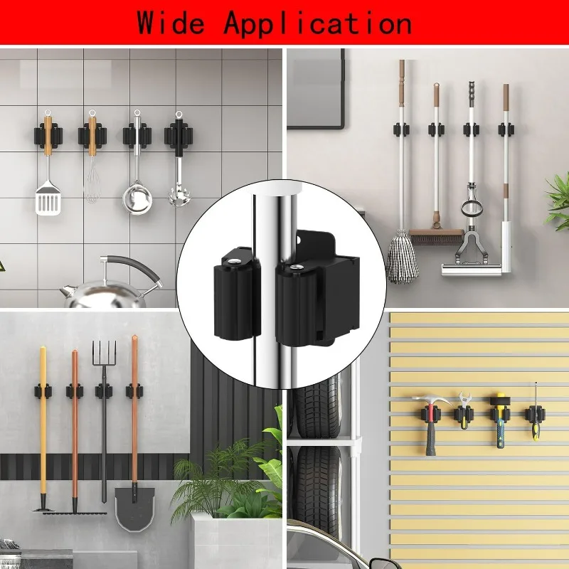 Wall Mounted Mop Clips Holder with Screw Mop Organizer Rack Brush Broom Hanging Hanger Hooks Garden Kitchen Bathroom Rack thumbnail 6