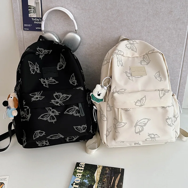 Ins Style Lightweight Dual Shoulder Backpack for Women Traveling Fashion Butterfly High School Bag Suitable for Junior High Scho thumbnail 3
