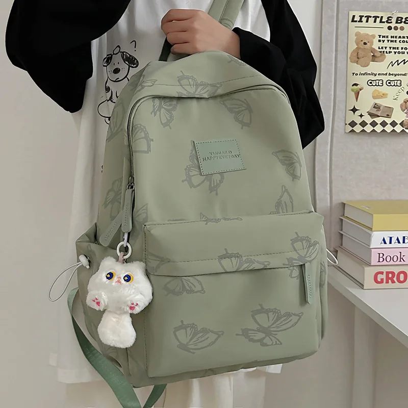 Ins Style Lightweight Dual Shoulder Backpack for Women Traveling Fashion Butterfly High School Bag Suitable for Junior High Scho thumbnail 2