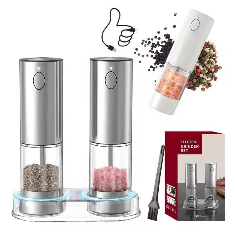 1/2PCS Electric Salt And Pepper Grinder with LED Light Gravity Sensing Adjustable Spice Mills Cordless Automatic Kitchen Gadget thumbnail 3