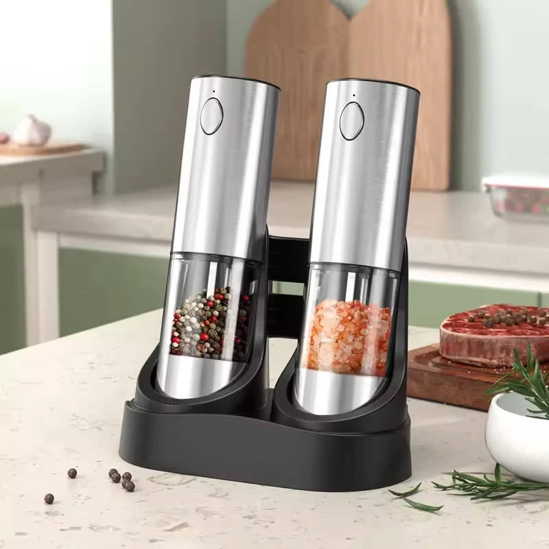 1/2PCS Electric Salt And Pepper Grinder with LED Light Gravity Sensing Adjustable Spice Mills Cordless Automatic Kitchen Gadget thumbnail 4