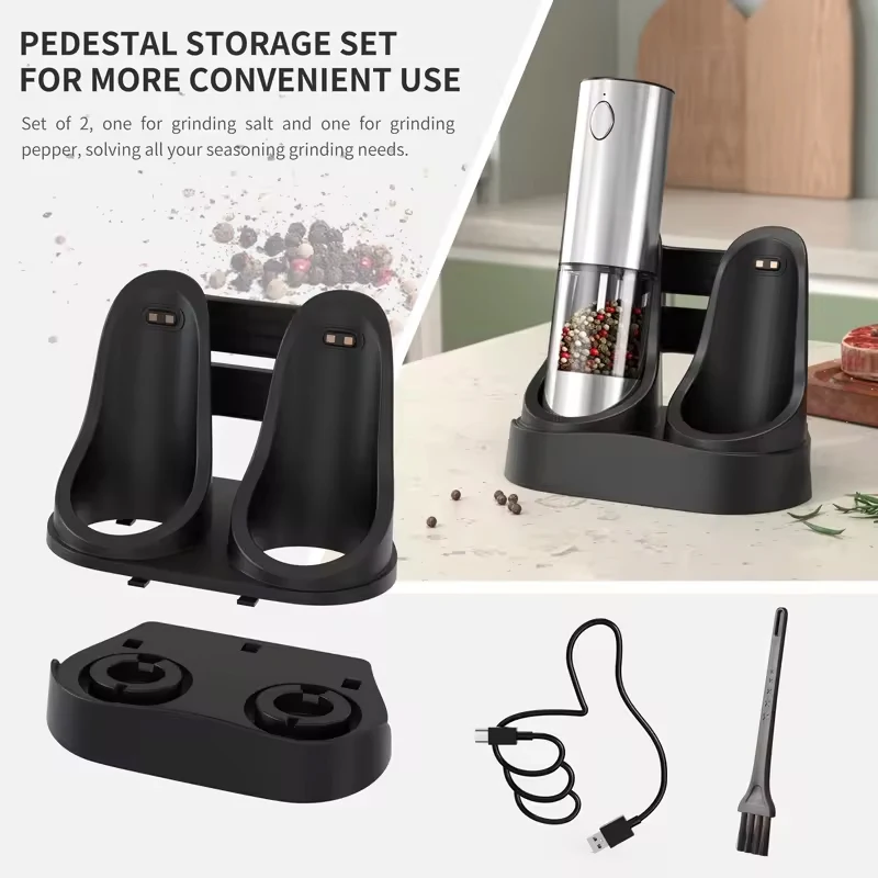 1/2PCS Electric Salt And Pepper Grinder with LED Light Gravity Sensing Adjustable Spice Mills Cordless Automatic Kitchen Gadget thumbnail 2