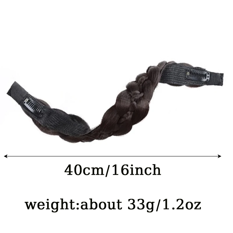 Synthetic Wig Braided Headband Adjustable Hoop Hairband with BB Clips&Velcro Fashion Hair Accessories Suitable for All Occasions thumbnail 4
