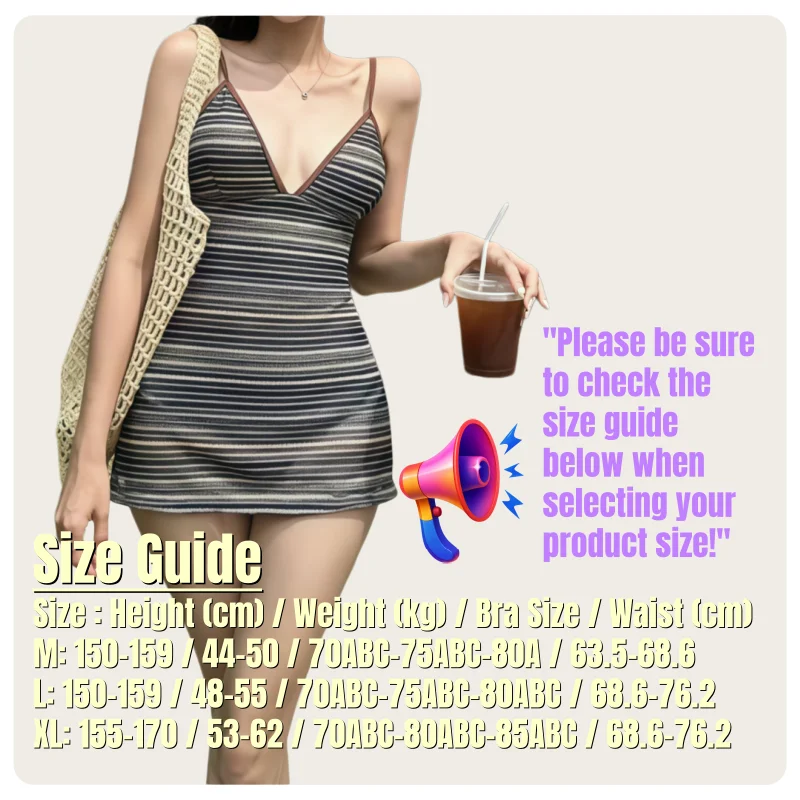 Korean Style Women's Fashionable V-Neck Backless Cross-Tie Design Striped Slim-Fit One-Piece Swimsuit thumbnail 4