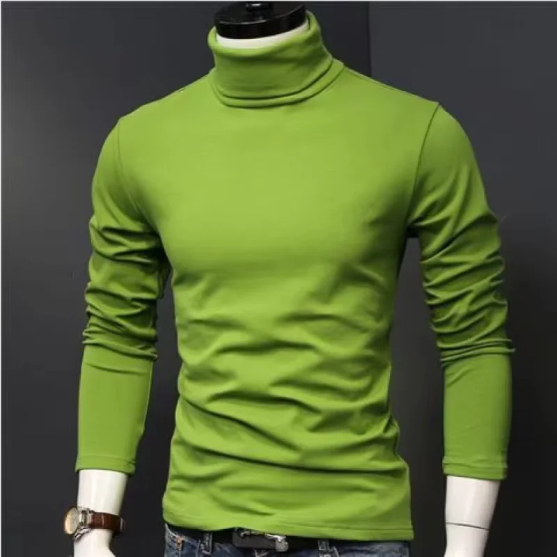 Spring Autumn Thin Men Pullovers Sweaters Turtleneck Knitted Sweater for Men  Clothing Male Sweaters Full Black White Tops thumbnail 2