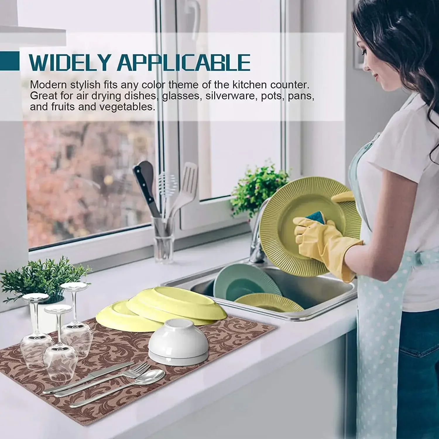 Dish Drying Mat For Kitchen Counter 30x40cm / 38x50cm Ultra Absorbent Microfiber Drying Mat, Anti-Slip Dishes Drainer Pad thumbnail 5
