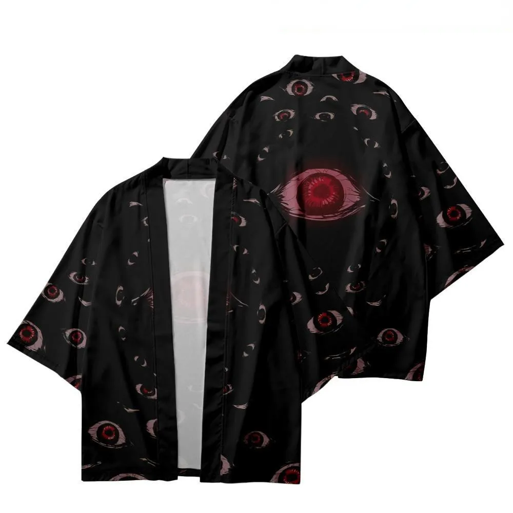 Traditional Samurai Kimono Men Japanese Anime Dragon Print Cosplay Haori Female Women Yukata Tops Summer Robe thumbnail 6