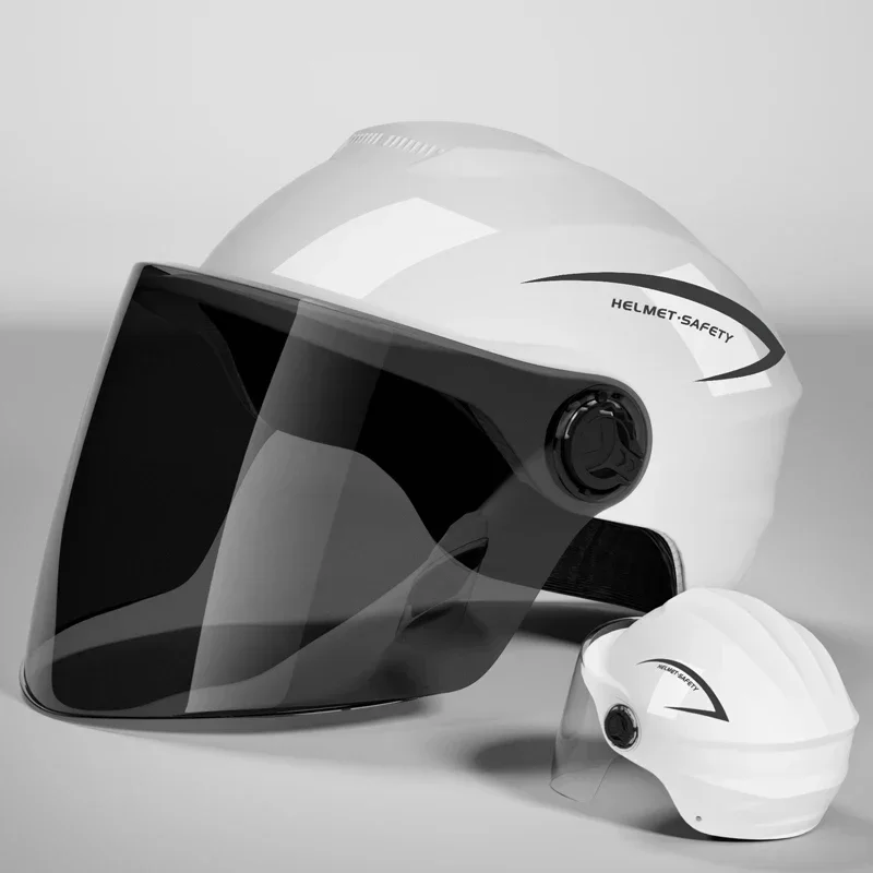 Lightweight Rainproof Half Helmet for Electric Bike & Motorcycle - Unisex All-Season Safety Cap with Sun Protection thumbnail 2
