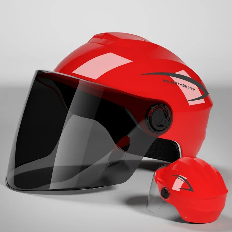 Lightweight Rainproof Half Helmet for Electric Bike & Motorcycle - Unisex All-Season Safety Cap with Sun Protection thumbnail 4
