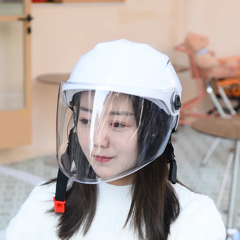 Lightweight Rainproof Half Helmet for Electric Bike & Motorcycle - Unisex All-Season Safety Cap with Sun Protection thumbnail 3