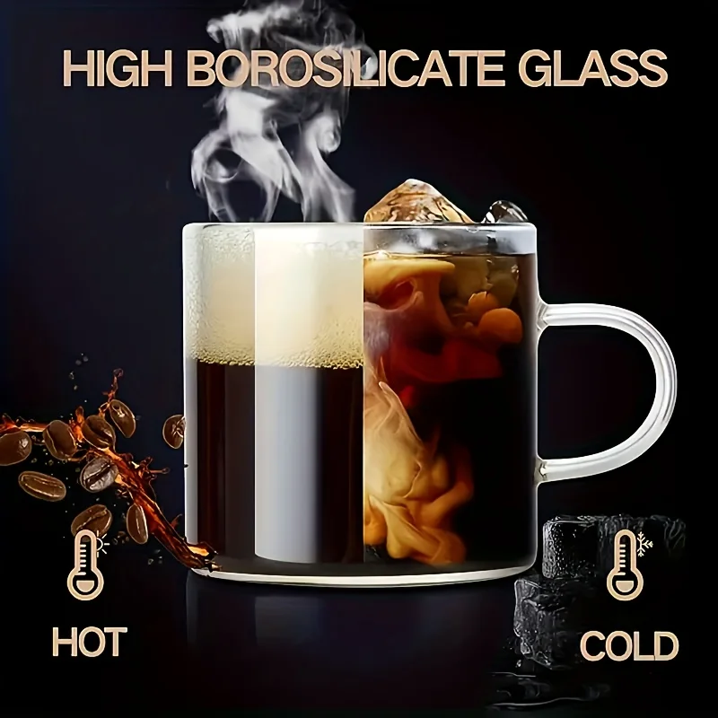 6-Piece Set, 100Ml-Mini Glass Water Cups, Glass Coffee Cups, Transparent Glass Cups with Handles, Kitchen Table Wine Glasses, Glassware Set, Suitable for Home Dining Tables, Coffee, Milk, Tea Cups, Flat-Bottomed Wine Glasses The Ideal Gift for Coffee Lovers, Safe to Use in Microwave Ovens and Dishwashers. thumbnail 4