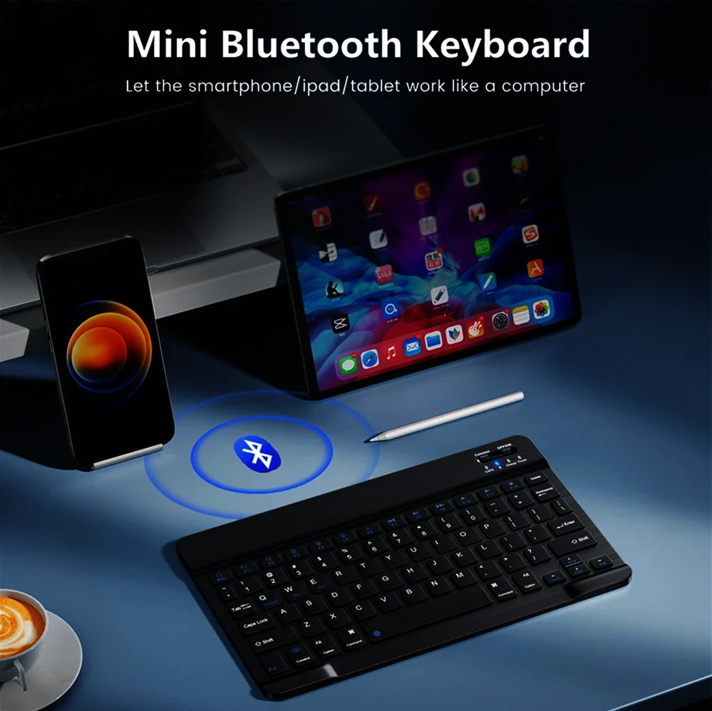 Russian Arabic Korean Spanish Portable 10 inch Wireless Keyboard and Mouse set For iPad Samsung Xiaomi Tablet Laptop Android IOS thumbnail 4