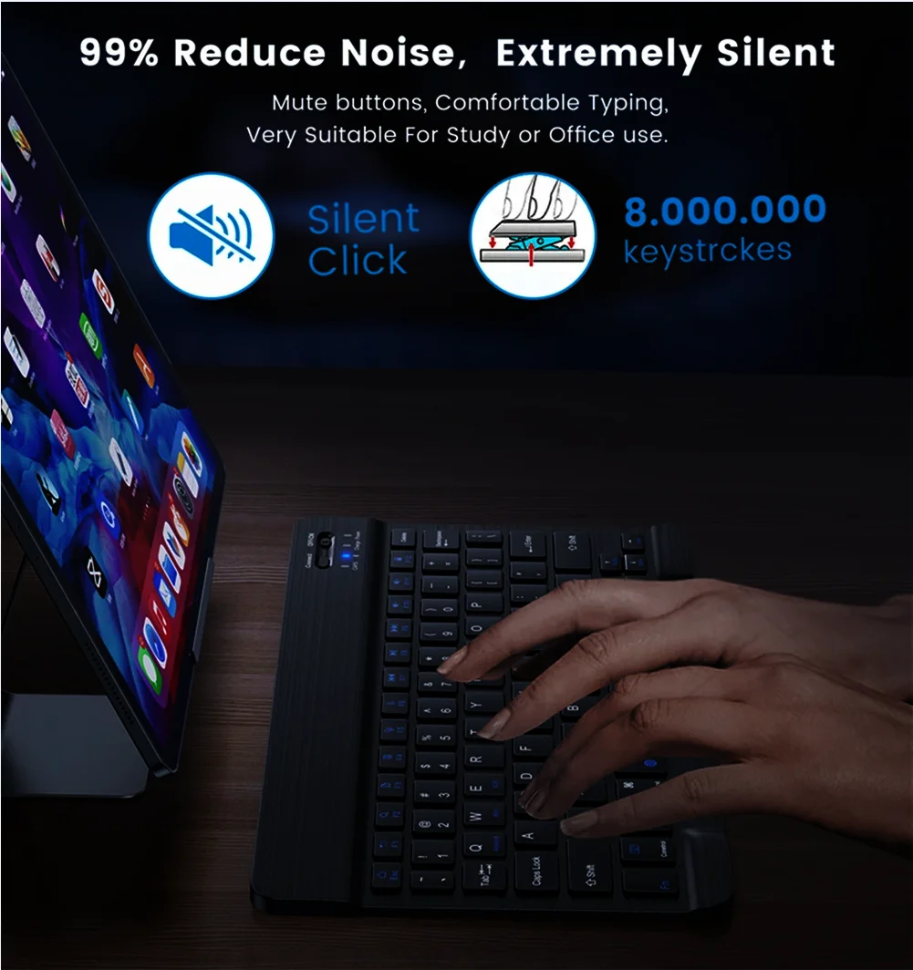 Russian Arabic Korean Spanish Portable 10 inch Wireless Keyboard and Mouse set For iPad Samsung Xiaomi Tablet Laptop Android IOS thumbnail 2