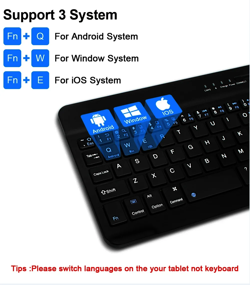 Russian Arabic Korean Spanish Portable 10 inch Wireless Keyboard and Mouse set For iPad Samsung Xiaomi Tablet Laptop Android IOS thumbnail 6