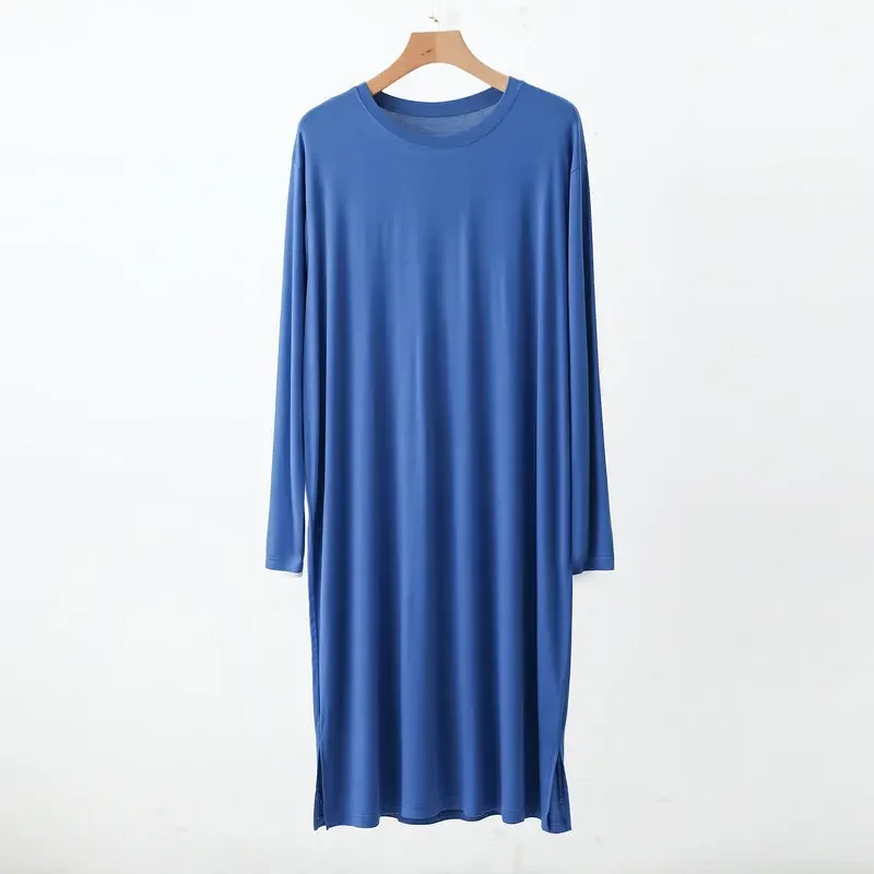 Loose Long Sleeve round Neck Modal Home Clothes Robe Men's Spring Summer plus Size Sleepwear Comfortable Underwear Nightgown thumbnail 2