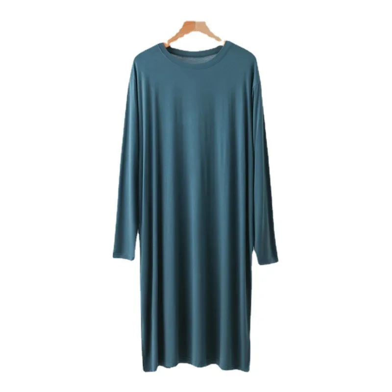 Loose Long Sleeve round Neck Modal Home Clothes Robe Men's Spring Summer plus Size Sleepwear Comfortable Underwear Nightgown thumbnail 5