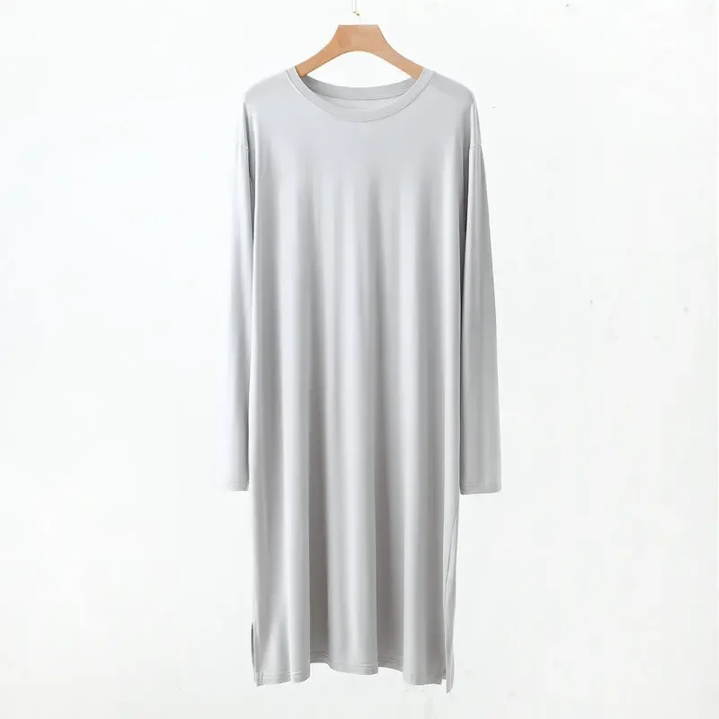 Loose Long Sleeve round Neck Modal Home Clothes Robe Men's Spring Summer plus Size Sleepwear Comfortable Underwear Nightgown thumbnail 4
