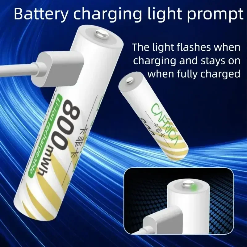 1.5V AA 3400mWh + AAA 800mWh Rechargeable Lithium Battery Set with USB-C Fast Charging Type C Cable air transport thumbnail 5