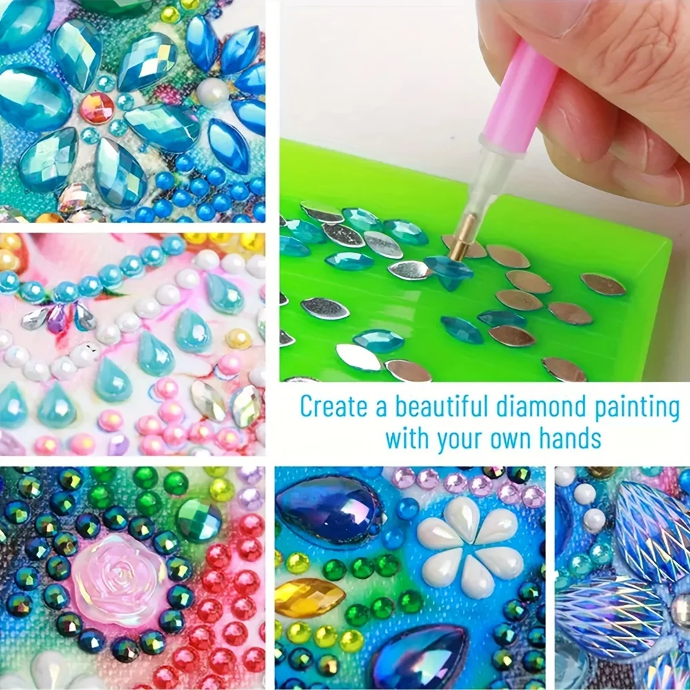 6-piece/set DIY Diamond Painting Kit Birthday Card Kit, unique flower pattern design, rhinestone diamond painting art mosaic pos thumbnail 6