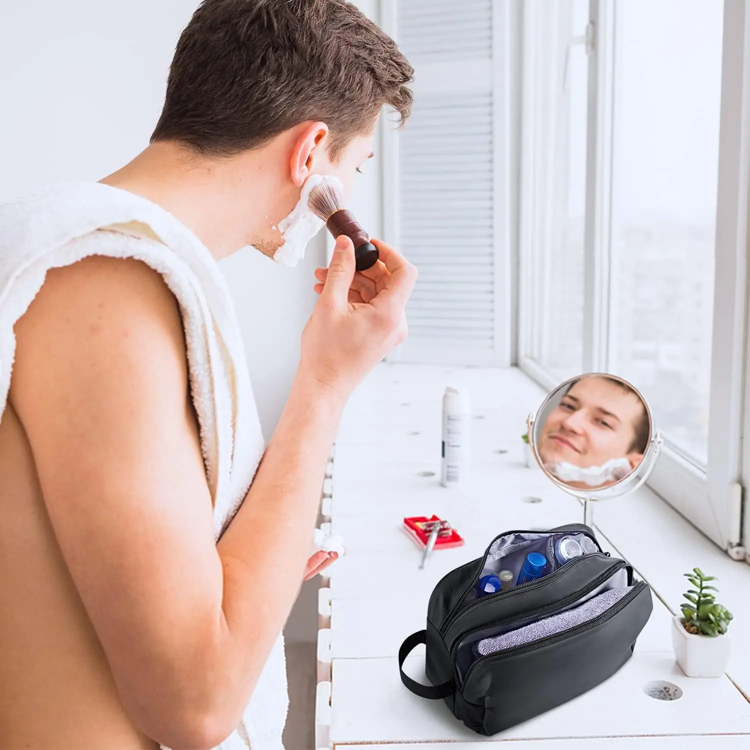 Toiletry Bag for Men, Travel Toiletry Organizer Dopp Kit Water-resistant Shaving Bag for Toiletries, Door Room Essentials thumbnail 6