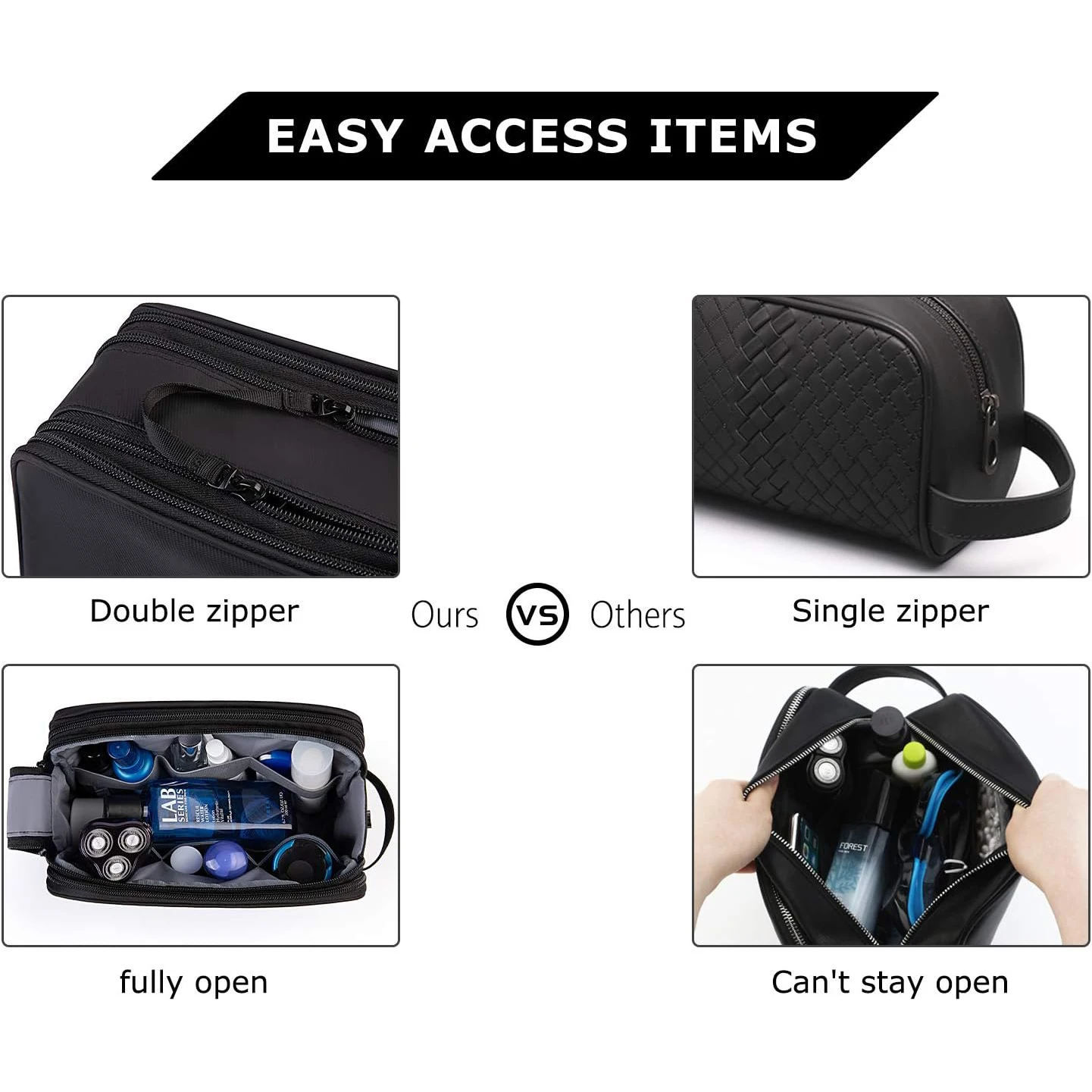 Toiletry Bag for Men, Travel Toiletry Organizer Dopp Kit Water-resistant Shaving Bag for Toiletries, Door Room Essentials thumbnail 3