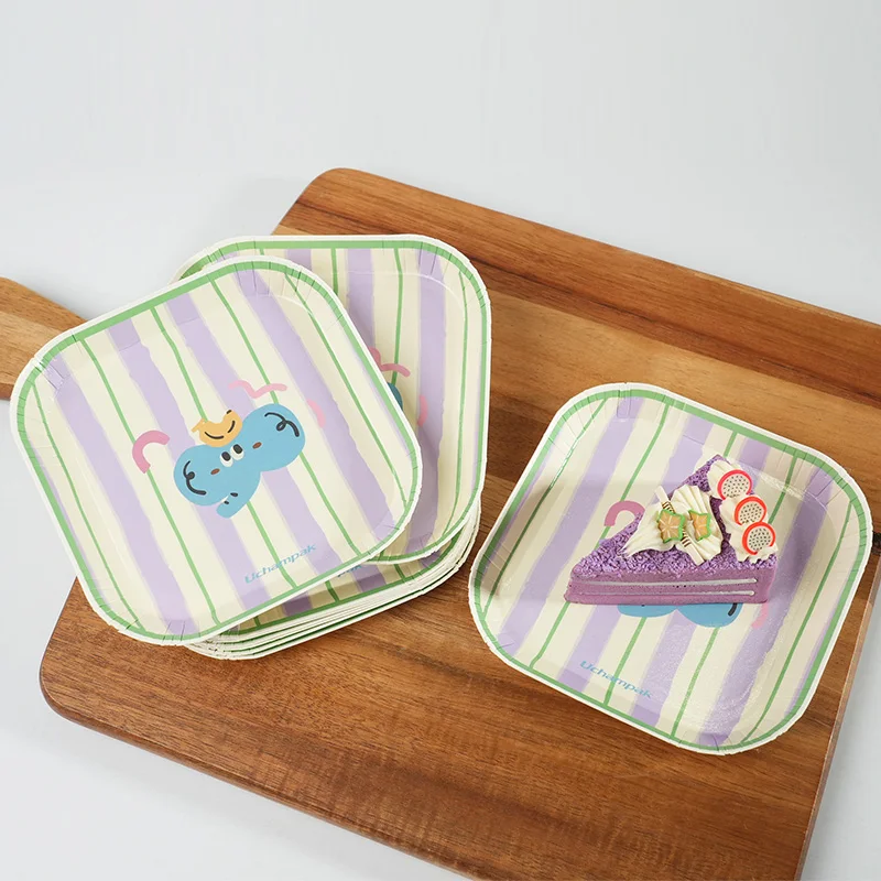 10-50pcs Disposable Square Cartoon Paper Plates Eco-friendly Kitchen Party Supplies Cake Dessert Lunch Picnic Paper Plate thumbnail 5