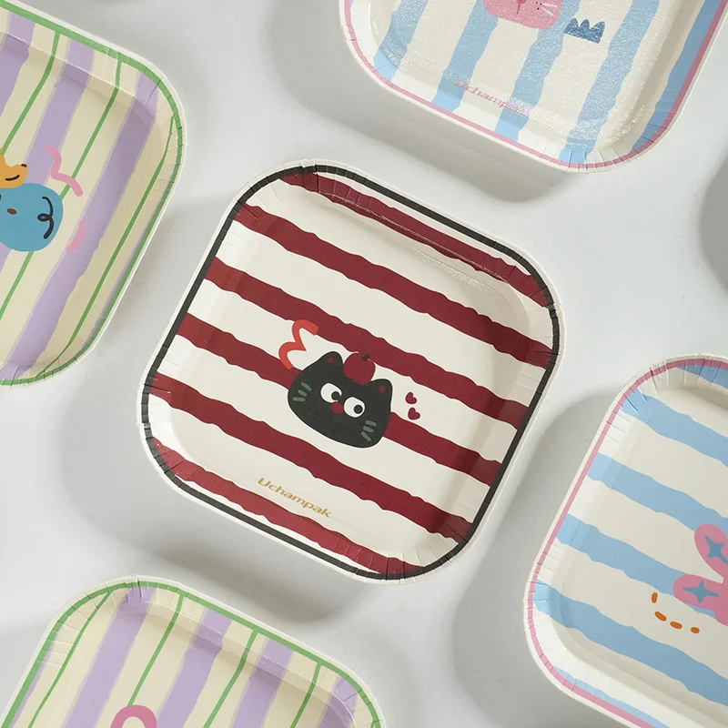 10-50pcs Disposable Square Cartoon Paper Plates Eco-friendly Kitchen Party Supplies Cake Dessert Lunch Picnic Paper Plate thumbnail 4