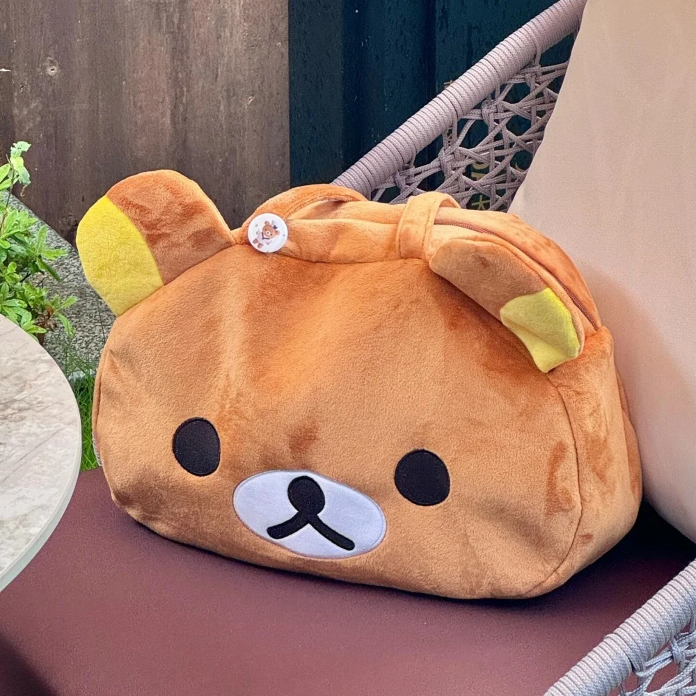 Kawaii Rilakkuma Plush Tote Bag Cute Brown White Bear Cartoon Handbag Soft Casual Shoulder Bag For Women Girl Large Capacity thumbnail 2