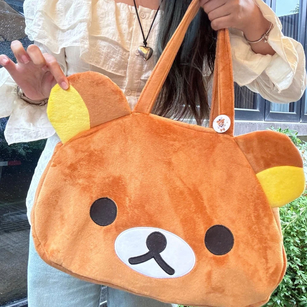 Kawaii Rilakkuma Plush Tote Bag Cute Brown White Bear Cartoon Handbag Soft Casual Shoulder Bag For Women Girl Large Capacity thumbnail 3
