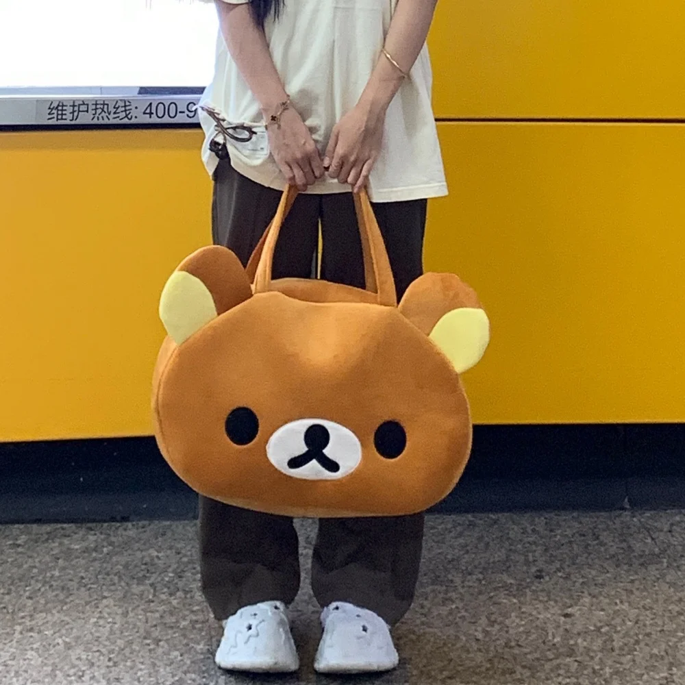 Kawaii Rilakkuma Plush Tote Bag Cute Brown White Bear Cartoon Handbag Soft Casual Shoulder Bag For Women Girl Large Capacity thumbnail 6