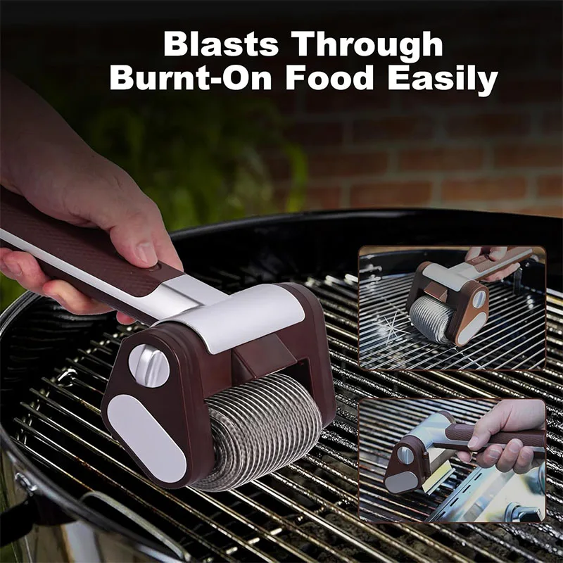 Bristle-Free Spinning Grill Brush Electric Rechargeable BBQ Grill Brush with 350 RPM Stainless Roller Grill Cleaning Brush thumbnail 5