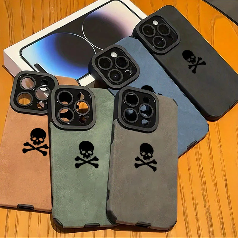 Fashion Matte Black Skull Phone Case for iPhone 17 16 15 14 13 12 11 Pro Max 17 Air X XR XS 7 8 Plus SE2 Faux Leather Cover thumbnail 6