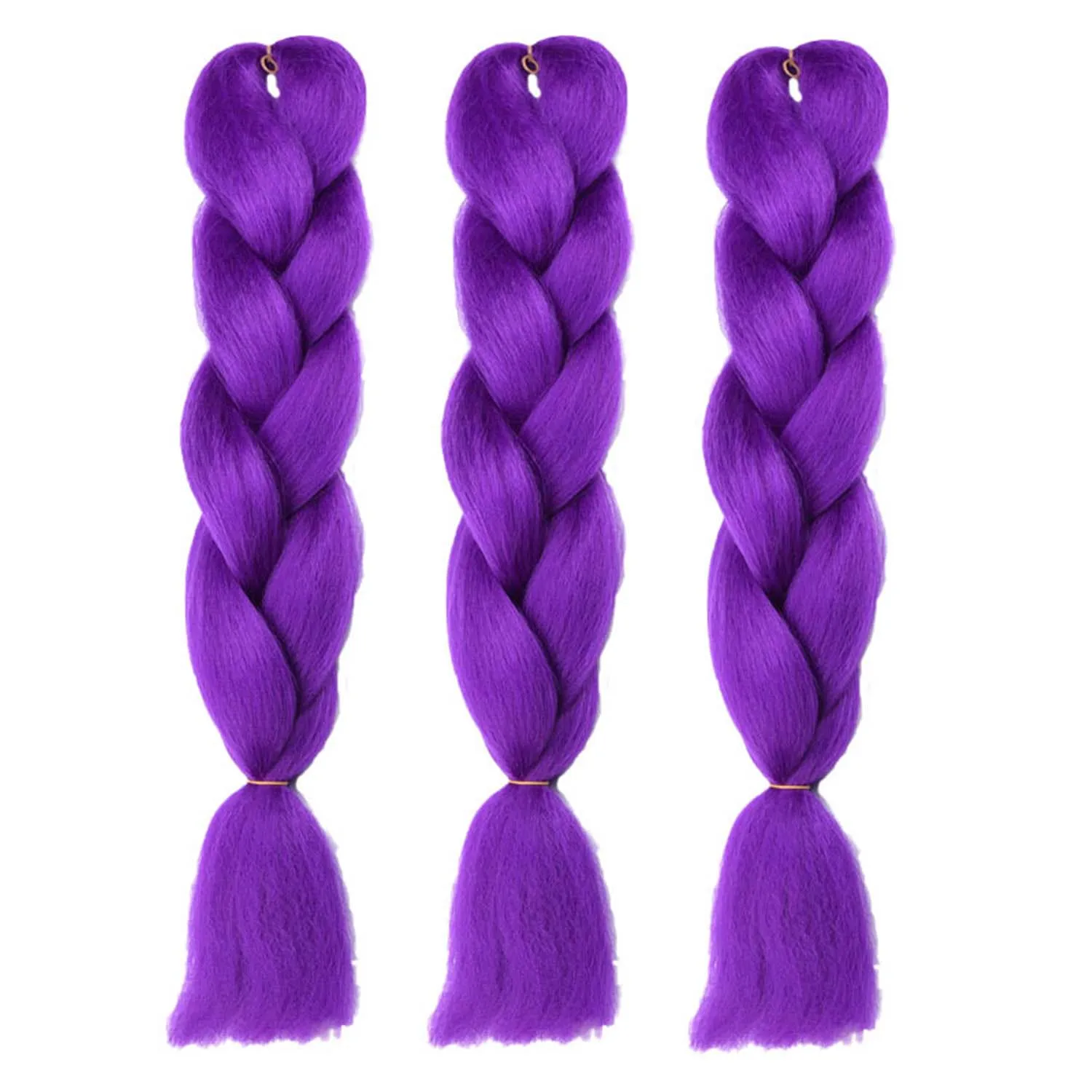 Synthetic 24Inch Purple Braiding Hair Extensions for Crochet Braids DIY Jumbo Ponytail Braid,Ru Mi Hairstyle,Multi-colored Hair thumbnail 4