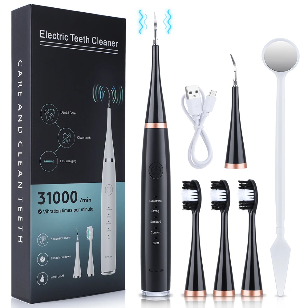 Electric Toothbrush with Sonic Cleaning 3-in-1 for Removing Tartar Whitening Teeth Oral Care USB Charging Replacing Brush Head