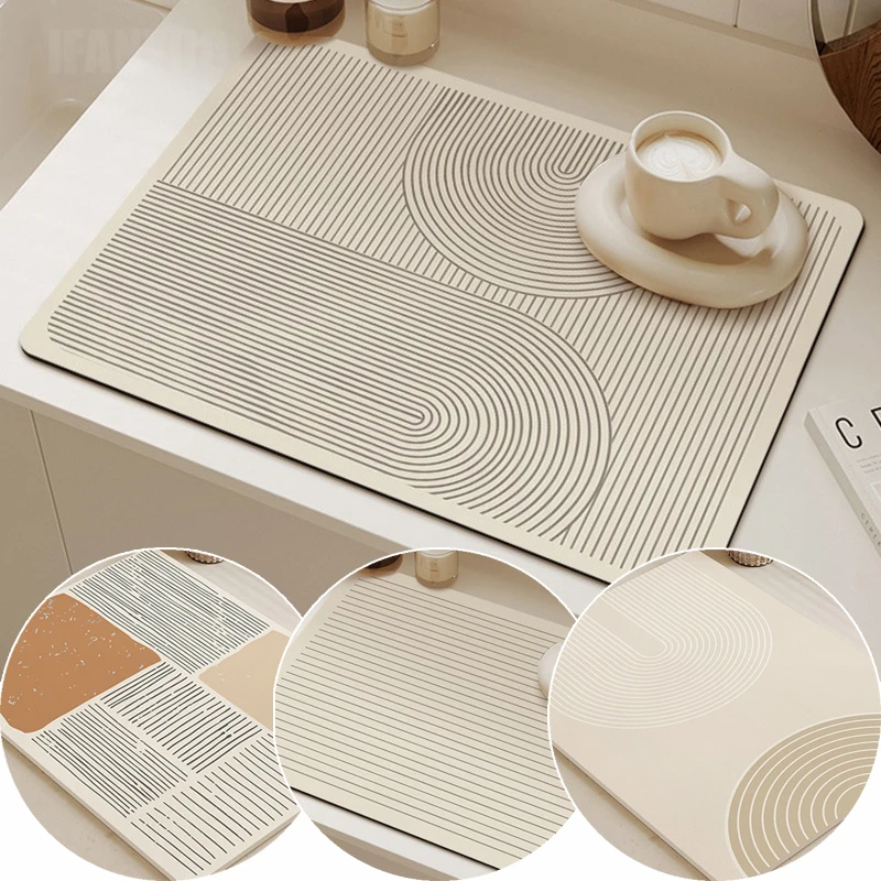 Quick-drying Absorbent Kitchen Tableware Impermeable Mat Coffee Dish Drying Mat Heat Insulation Non-slip Pad Tableware Mats thumbnail 2