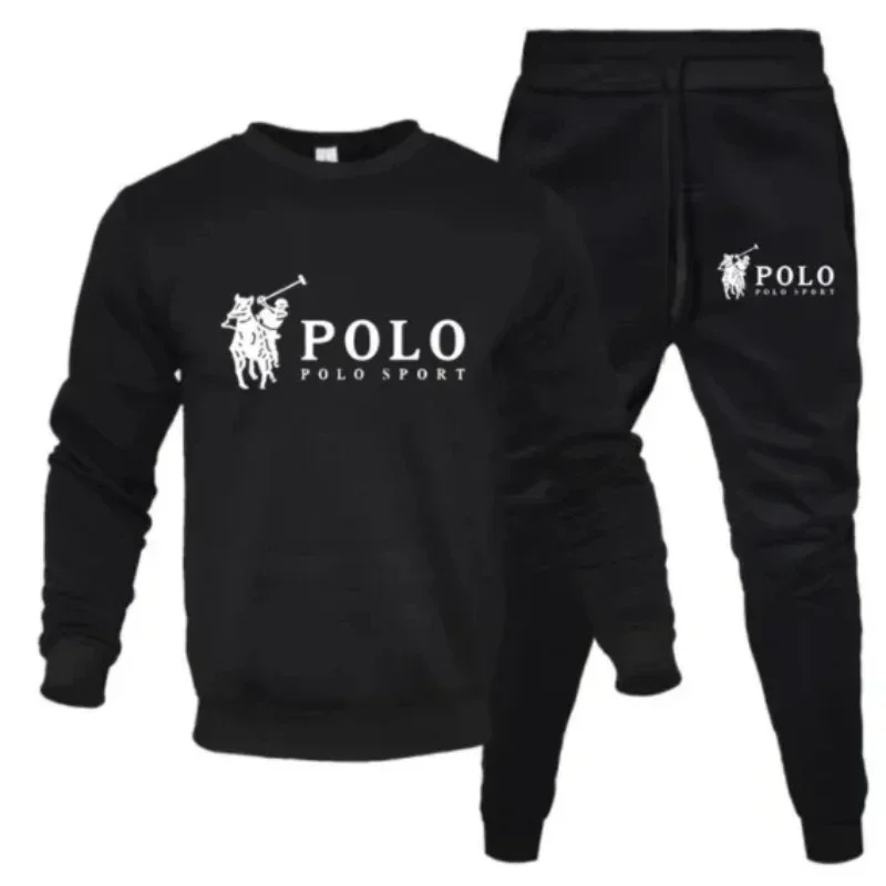 Men's autumn and winter sets of round-neck sweatshirts and jogging pants autumn and winter fashion outdoor fitness and casual thumbnail 3