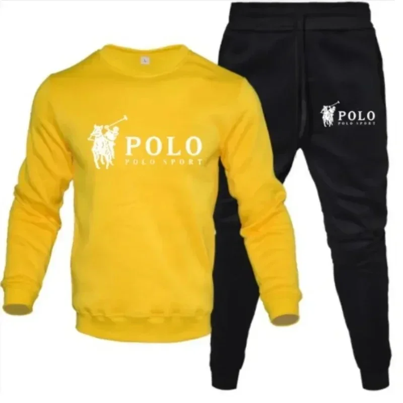 Men's autumn and winter sets of round-neck sweatshirts and jogging pants autumn and winter fashion outdoor fitness and casual thumbnail 5