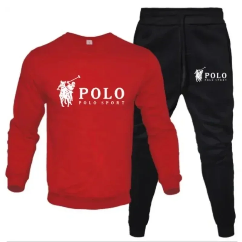Men's autumn and winter sets of round-neck sweatshirts and jogging pants autumn and winter fashion outdoor fitness and casual thumbnail 6