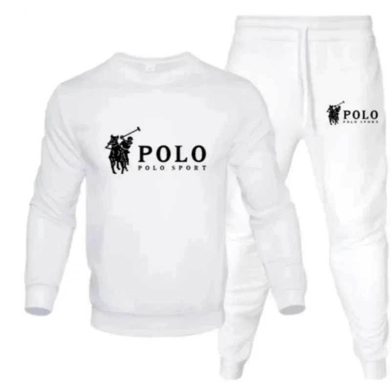 Men's autumn and winter sets of round-neck sweatshirts and jogging pants autumn and winter fashion outdoor fitness and casual thumbnail 2
