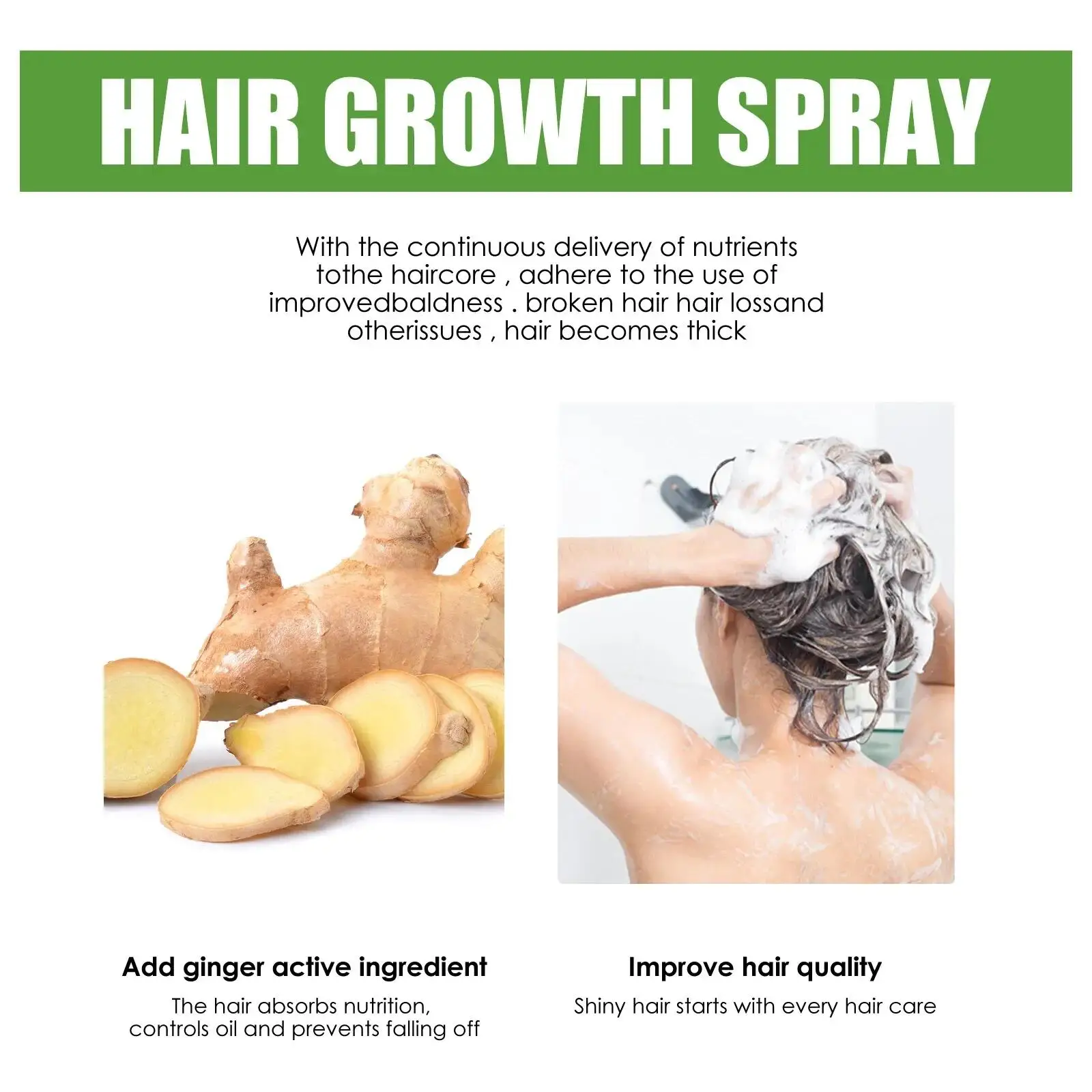 Fast Ginger Hair Growth Spray Roots Grow Anti Hair Loss Hair Regrowth Serum Scalp Damaged Repair Nourish Care Products Women Men thumbnail 6