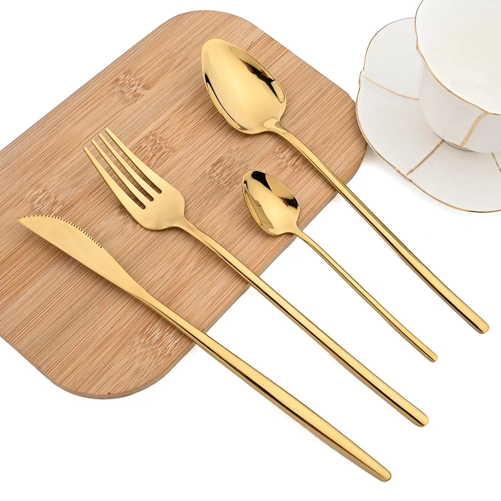 24pcs Christmas Dinnerware Set Stainless Steel Gold Cutlery Set Western Tableware Fork Knife Spoon Flatware Set Silverware Set thumbnail 2