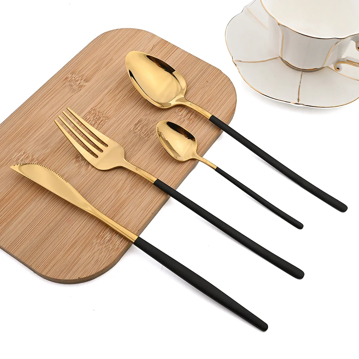 24pcs Christmas Dinnerware Set Stainless Steel Cutlery Set Gold Western Tableware Fork Knife Spoon Flatware Set Silverware Set thumbnail 5