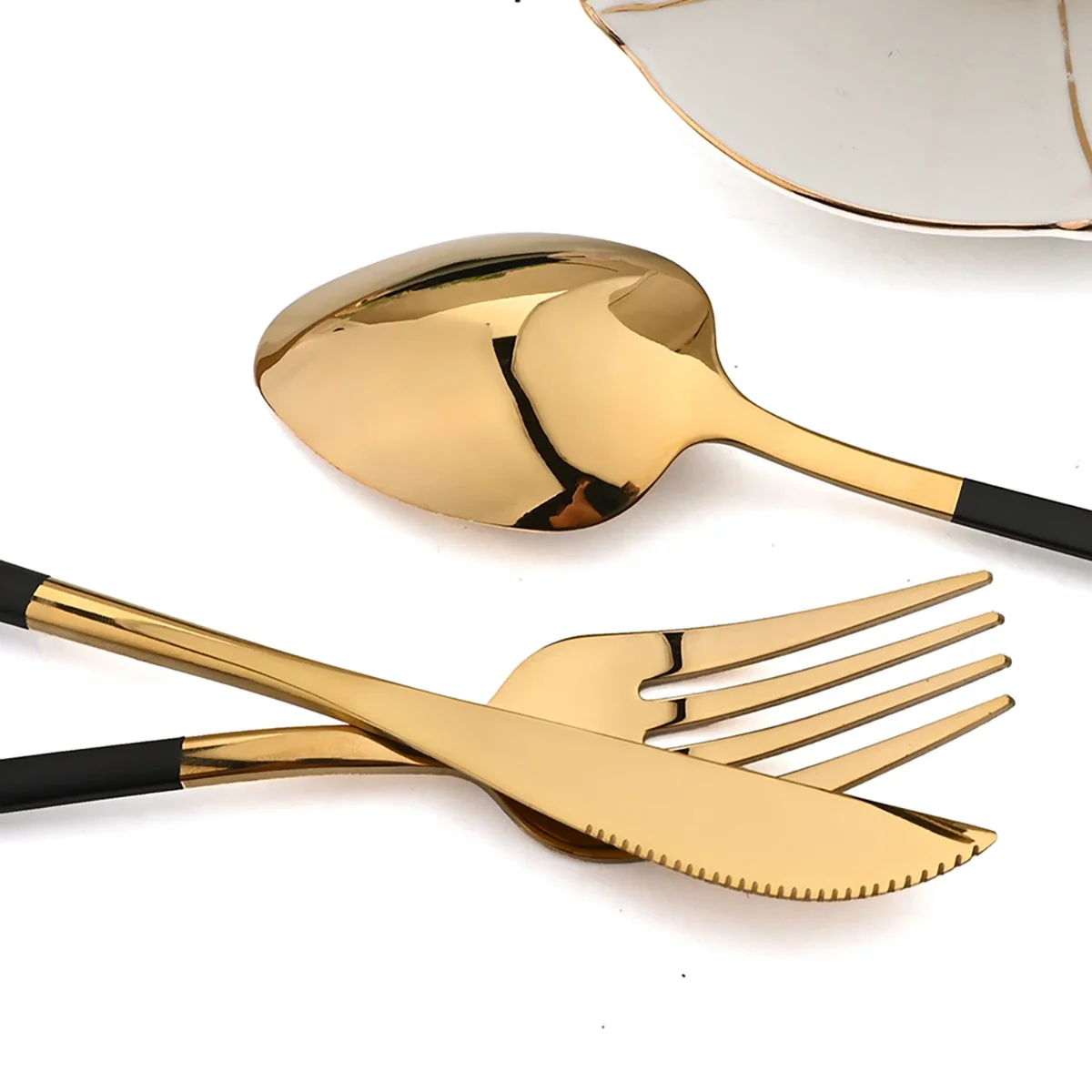 24Pcs Gold Christmas Cutlery Set Stainless Steel Dinnerware Knife Tea Fork Coffee Spoon Flatware Dishwasher Safe Dinner Kitchen thumbnail 5