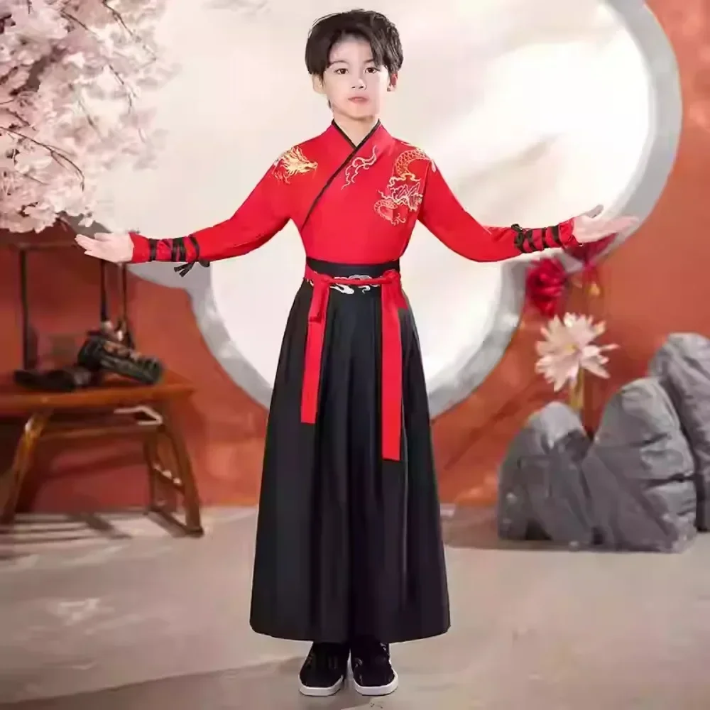 Boy Clothing Cosplay Costumes Kung Fu Party Stage Show Vintage Chinese Traditional Dress Hanfu Kids Clothes Girls Children Sets thumbnail 4