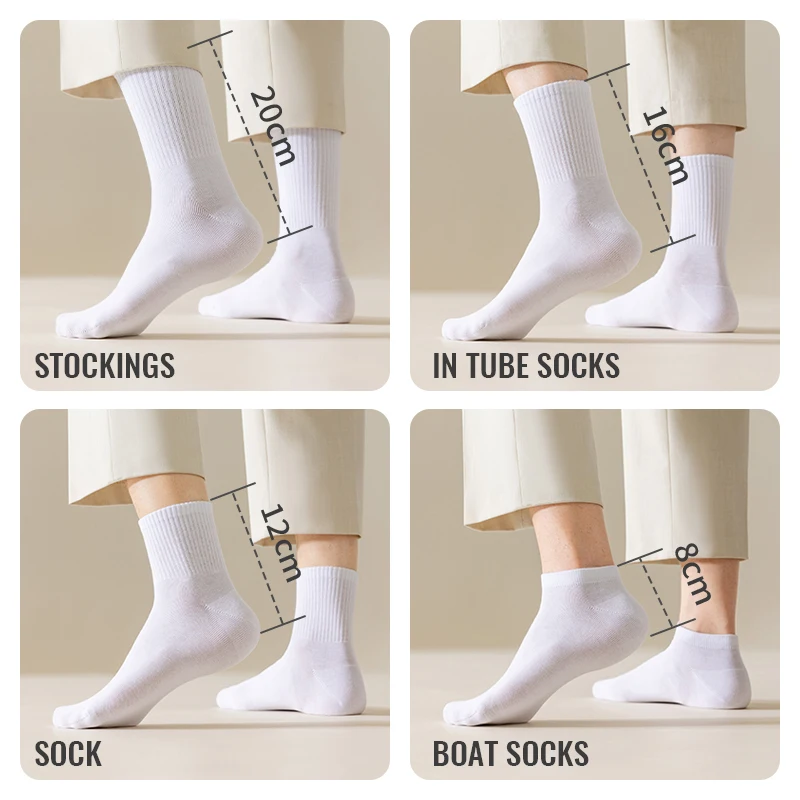 MiiOW 100% Pure Cotton Socks Men Business Dress White Black Long Sock Deodorant Antibacterial Sports Sock Running Short Sock thumbnail 3