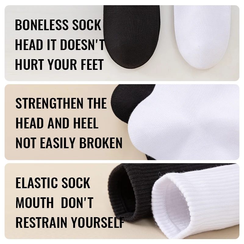 MiiOW 100% Pure Cotton Socks Men Business Dress White Black Long Sock Deodorant Antibacterial Sports Sock Running Short Sock thumbnail 5