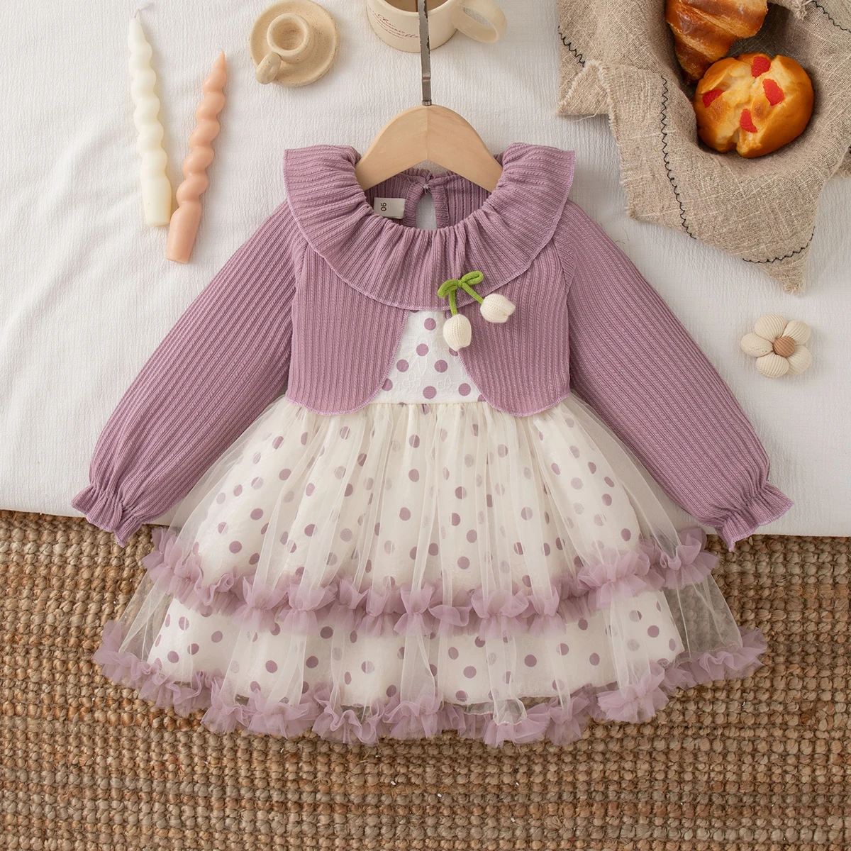 Autumn New Christmas Party Baby Girl Dress, Cute Polka Dot Children'S Clothing Suitable For Babies Aged 6 Months To 3 Years Old thumbnail 3